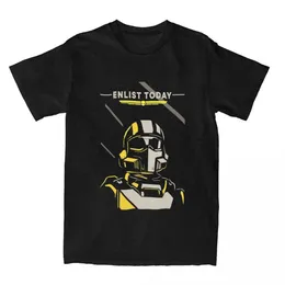 Men's T-Shirts Men T-Shirt Helldivers 2 Video Game Enlist Today Fashion 100% Cotton T Shirt Short Slve T Shirt Crewneck Clothing Plus Size T240425