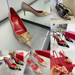 Scarpe con tacchi alti sandali estivi marchi di marca per donne scarpe appuntite classiche in metallo a v-buckle nudo nero rosso opaco 6 cm 8 cm da 10 cm tacco sottile scarpe da sposa femminile 35-44