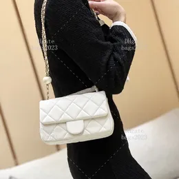 Designer Perle Einstellungsschnalle Crossbody Bag 20,5 cm Lambskelllaptasche 10A Mirror Mass Lady Handtasche mit Schachtel LC606