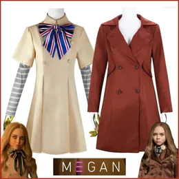 Flickklänningar Megan Cosplay Dress for Kids Girls Women Ai Doll Robots Uniform och vuxen Halloween -kostym