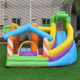 Jungle-Themed Bounce Castle With Crocodile Inflatable Outdoor Indoor Bouncer House Slide for Kids Jump Jumping Toddler Bouncy Playhouse Birthday Party Gifts Games