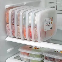 Storage Bottles Portable 4-Compartment Food Box: Organizer For Fridge Freezer Clear Kitchen Tool Separating Onion Ginger