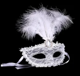 Kobiety koronki seksowna maska ​​pół twarzy maska ​​maskłowa maskarada Halloweenowe maski z urodzinami z piór Halloween Princess Dance Party Mask2464831