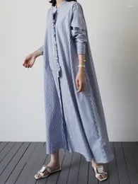 Casual Dresses Summer Women 2024 Single Breasted Loose Pendder Shirt Dress for Clothing Streetwear Long Formal Robe