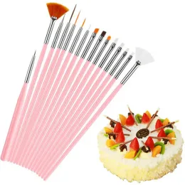 Formen 15pcs Kuchen Dekorieren Werkzeuge Backbackzubehör Mehrfunktionen Sahnehäubchen Pinsel Pinsel Fondant Kuchenmalerei Pinsel Pinsel Pinsel Pin