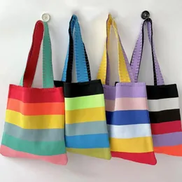 Bolsas de ombro retro saco único de single multiuso portátil multicolor manual madrugada tinudar listra reutilizável shopping shopp