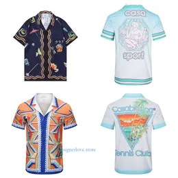 Camisa de camisa casablanc mass camisas de grife masao san impressão masculina casual feminino solto seda casablacnca mangas curtas camiseta de luxo camisetas de alta qualidade tops many roupas