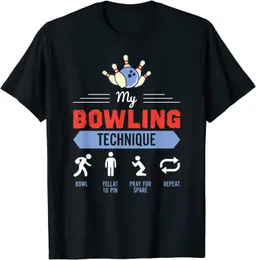 Erkek Tişörtler Benim Bowling Technique Gömlek Bowling T Shirt Komik Bowler Hediye T-Shirt Grafik Erkek Tişört Yaz Üstleri Gömlek Pamuk T240425