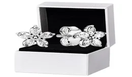 Ny Sparkling Snowflake Stud Earrings 925 Sterling Silver Original Box Set för CZ Crystal Womens Party Gift Earring4973563