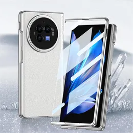 Vivo X Fold3 Pro/Fold3 Sınırsız Cam Film Tam Kapak İçin İnce Deri Kat Kılıfı