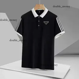 Praada Designer Polo Shirt Men Pra Basic Business Polos Designer T-shirt moda francuska marka męska koszulka haftowa ramię