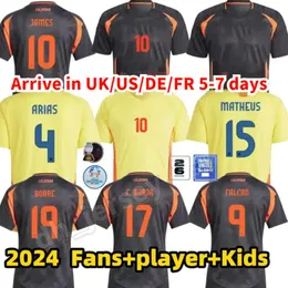 24 25 Kolumbien James Soccer Trikots Kids Kit Columbia National Fußball -Hemd Home Away Set Camisetas 2024 Copa America D. Valoyes Arango C. Chucho Cuadrado