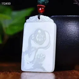 Hänge halsband naturliga riktiga vita Hetian Jade Carve Buddha Bless Peace Halsbandsmycken för män Kvinnor gåvor Luck