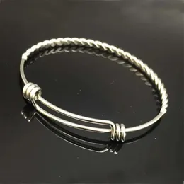 10pcs/lote China Bangle Twist Twist Wire BraceleletCustom Charme Bracelete Aço inoxidável Baixas torcidas ajustáveis 240424