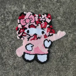 Kreskówkowy anime różowy miękki kępki dywan 3D nieregularny pluszowy kawaii dziewczyny sypialnia sypialnia dywan dywan Decor Home Decor Non-Slip Bath Mat Doormat 240416