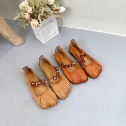 Lässige Schuhe Birkuir Original Mary Jane für Frauen plissierte weiche Sohlen echte Lederflats Elastic Band handgefertigtes Luxus Walking