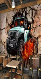 Custom Wallpaper 3D Stereoscopic Jeep car broken wall bar coffee shop Painting Modern Abstract Art Wall Mural Living Room Bedroom 8144781