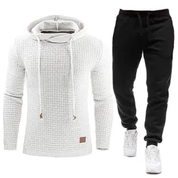 Sweatshirts 2021 New Tracksuit Men Man Male Solid Woodshirt+Pants String Mens Hoodie Suit Suit Disual Sportswear S5XL plus size