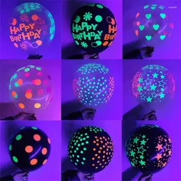 Decoração de festa 10pcs neon brallons estrelados em balões em UV Balões de látex fluorescentes UV Decors de tema Blacklight