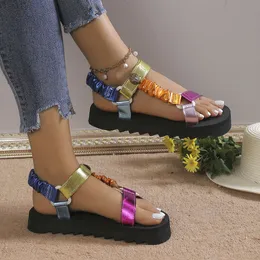 Kurt Geiger Sandals Platform Slippers Women stitching Luxury Rainbow Summerフラットビーチサンダルデザイナースライドフラットシューズイーグルヘッドダイヤモンドフックループバックル24