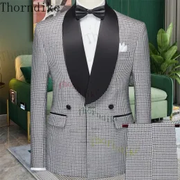 Jackor Thorndike Wedding Tuxedo Formella män kostymer Slim Fashion Business Man Blazer 2 Pieces Jacket Pants Set Terno Masculino