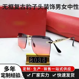 Оригинальный дизайнер Cartere Designer Designer Sunglass Новый квадратный ветер, вытягивающий солнцезащитные очки для женщин модных корейских версий Live Trobcate Glasses с 1: 1 настоящим логотипом