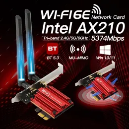 Cards 5374Mbps WiFi 6E Intel AX210 Bluetooth 5.3 Tri Band 2.4G/5G/6Ghz AX210NGW 802.11AX PCIe Wireless Network Card Adapter Win10/11