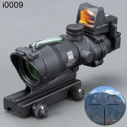 원래 Acog Trijicon 4x32 Black Tactical Real 광섬유 녹색 조명 Collimator Red Dot Sight Hunting Riflescope