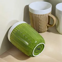 Mugs Ceramic cotton woven ceramic water cup beautiful cup fresh wool linen water cup heat-resistant coffee cup J240428