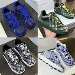 Men Brand Designer Primrose Check Knit Box Sneakers Retro Sports Sports Sports Elastic maconha Escrita superior Em Sole Barbed Wire Detalhe Lady Outdoor Walking Shoes