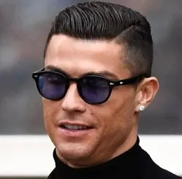 Okulary przeciwsłoneczne moda Ronaldo Mężczyźni Kobiety w stylu Vintage okrągły odcień przezroczysty Ocean Przezroczysty niebieski obiektyw
