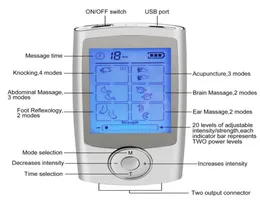 16 أوضاعًا للرعاية الصحية ، مدلك جسم مزدوج TENS Machine العلاج الكهربائي الرقمي للعلاج الوخز بالإرشاد