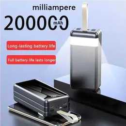 Банки питания сотового телефона 50000MAH Power Bank 4 USB Super Fast Charger PowerBank Portable Charger Digital Display Внешний аккумулятор J240428