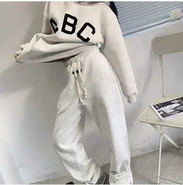 Moda Ess Tasarımcı Sonbahar ve Kış Yeni Moda Markası Çift Çizgi ABC Mektubu Yüksek Sokak Gevşek Kapşonlu Kadın Sweater