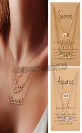 3PcsSet 12 Constellation Pendant Necklaces Couple Lover Fashion Cardboard Star Zodiac Sign Charm Pisces Necklace Jewelry Gifts6454070