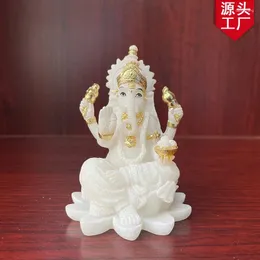 Figurine decorative Southeast Asia Lotus Base Elefante God Resin Craft Crool Borse School Office Entrance Zen Buddha Statue