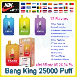 AUTENTICO BANG KING 25000 SUFFICI SPOSTATO VAPE Penna da 46 ml POD pre-riempita 650MAH Sfuggini a batteria ricaricabile 25k 0% 2% 3% 5% di vapers kit