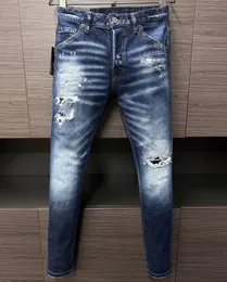 Tr Apstar DSQ Herren Jeans D2 Hip Hop Rock Moto DSQ Coolguy Jeans Design Ripped Denim Biker DSQ Jeans für Männer 9893 Farbe Blau