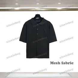 Xinxinbuy Men Designer Tee T Shirt 2024 Italy Mesh Fabric Letter Pattern Short Sleeve Cotton Women Gray Black Blue White S-2xl