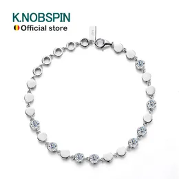 Knobspin D VVSすべてのテニスブレスレット4mm 2.7ctラボダイヤモンドウェディングファインジュエリー925女性用スターリングスライバーブレスレット240424