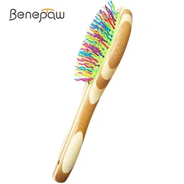 Combs Benepaw eficaz Bamboo Dog Brush Durável Smootor confortável Ferramentas de preparação para animais de estimação para massagear detenções de peles