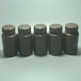 Bocca di bottiglia di plastica marrone da 125 ml di armber reagente per compagnia lab lab pesante ware parete 5pcs/lotto