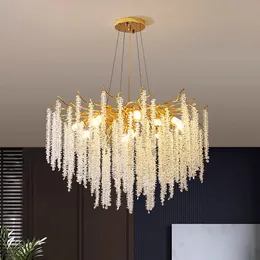 Luce appesa moderna moderna oro di lusso soggiorno camera da letto sala da pranzo lampada a led lampada a cristallo luce