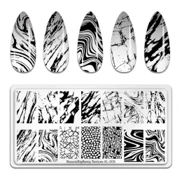 Konst BeautyBigbang Marble Geometric Line Texture Nail Art Stamping Plates Animal Texture Nail Art Stamping Stencil Printing Malles