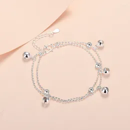 Cadle 925 Silver Small Bell Anklet Fashion Simple Temperament Birthday Reput Versatile per donne gioielli