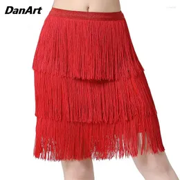 Stage Wear Ladies Latin Dance Skirt Performance Costume Criptografado Prática Fringe Half Festival