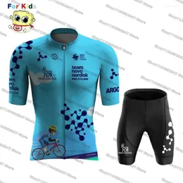 레이싱 세트 2024 Novo Nordisk Kids Cycling Jersey Child Bicycle Clothing 빠른 건조 도로 통기성 Ropa Ciclismo