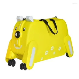 Suitcases Children's Suitcase On Wheels Can Sit And Ride Cute Cartoon Small Rolling Luggage Toy For Kids Outdoors Travel Bag