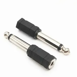 2pcs 6.5 som único para 3,5 Adaptador de fones de ouvido feminino 6,35 mm a 3,5 mm Converter conversor de microfones de fone de ouvido