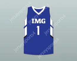 Anpassad Nay Namn Mens Youth/Kids Player 1 IMG Academy Blue Basketball Jersey Top Stitched S-6XL